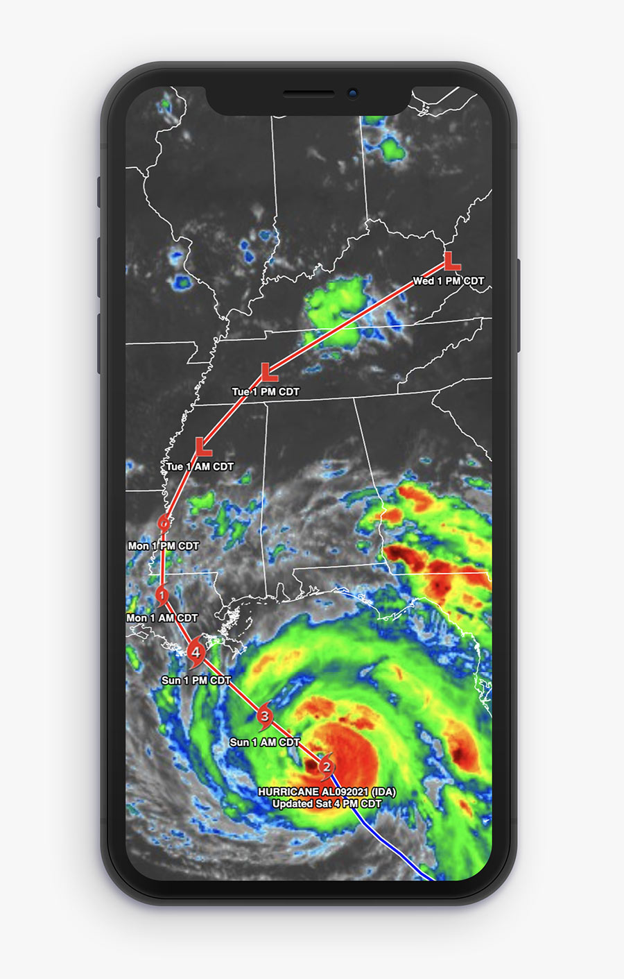 hurricane tracking on iphone graphic